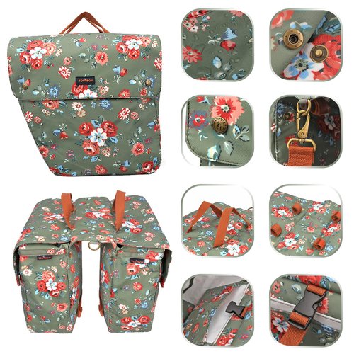 Tourbon Cycling Bike Bicycle Pannier Bags for Rear Rack Waterproof Canvas Double Roll-up Panniers