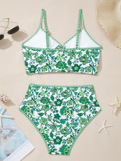 Herseas Women's O Ring Bikini Set - Floral Print High Waisted Swimsuit | 2-Piece Swimwear