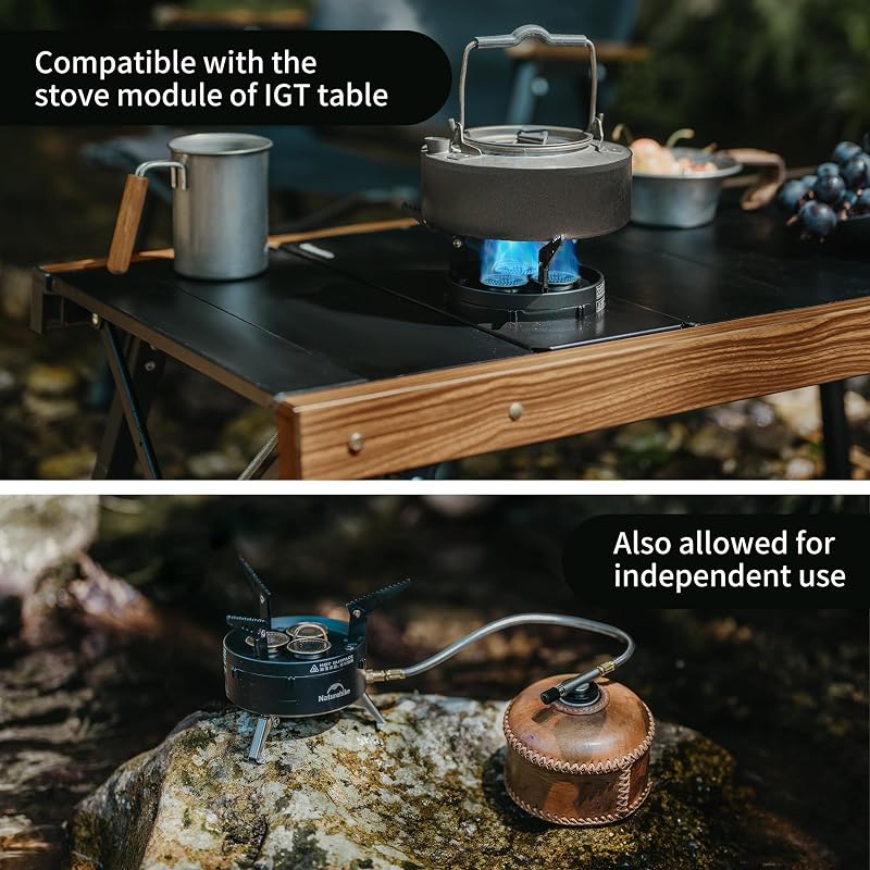 Naturehike 3-Burner Camping Stove for IGT Table with Carry Bag & Foldable Brackets