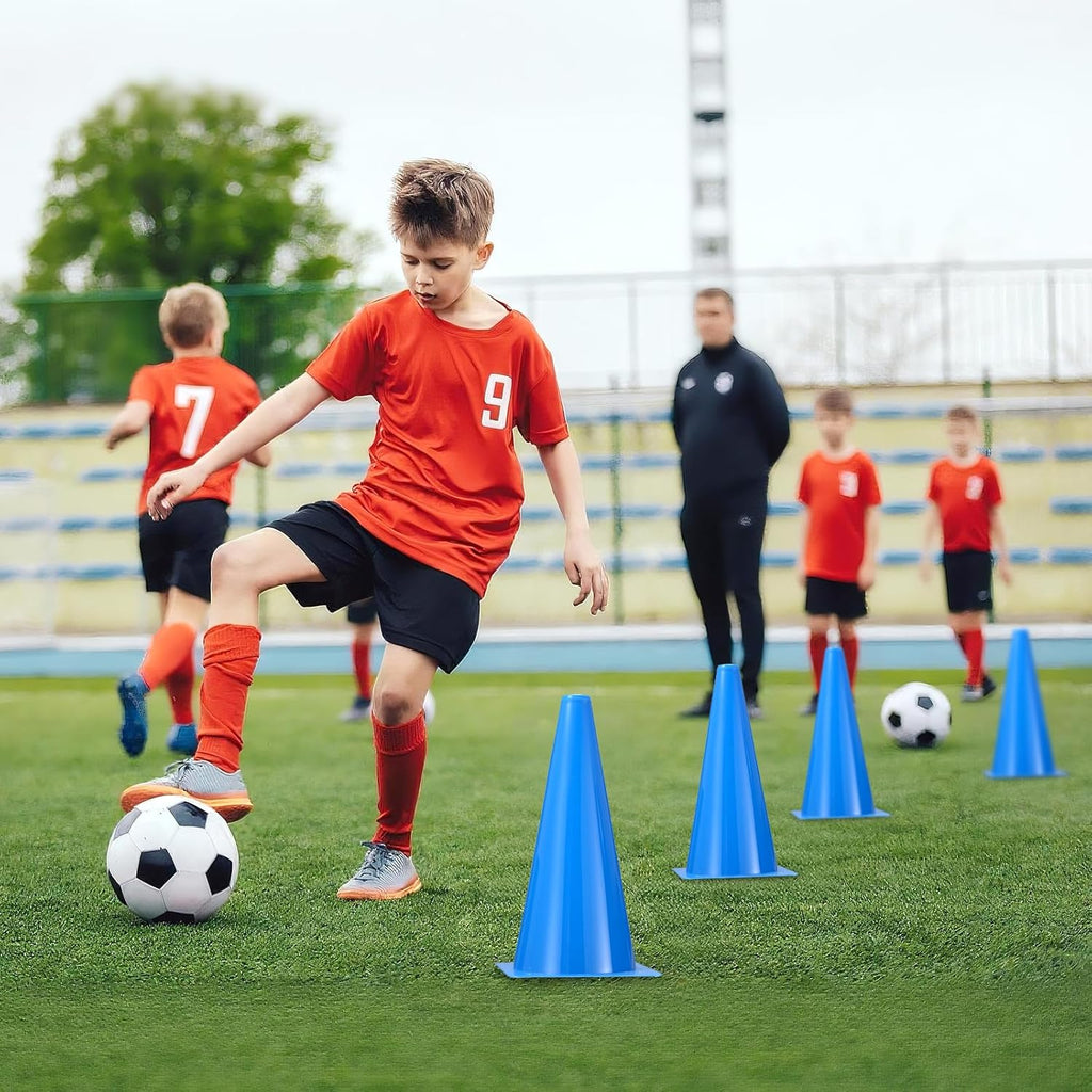 Skiennix 12-Inch Durable Traffic Cones - 12-Pack Versatile Plastic for Sports Training & Safety