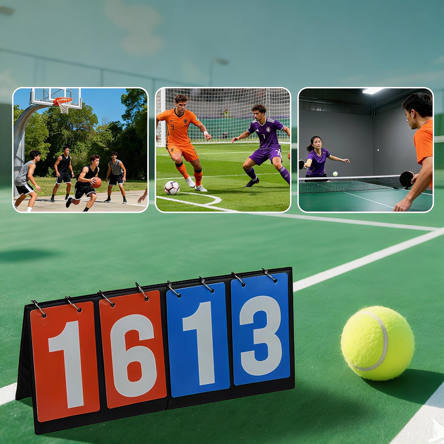 Scoreboard | 1 Pack Baseball Scorebook with 4-Digital Score Keeper for Basketball, Volleyball & Tennis