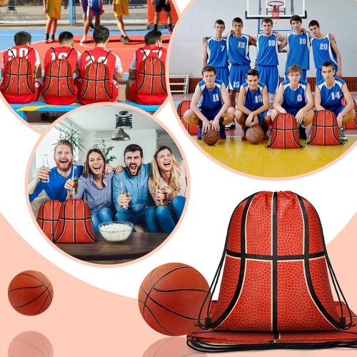 Grneric 14 Pcs Basketball Drawstring Bags - Perfect Party Favors for Sports Teams & Birthdays
