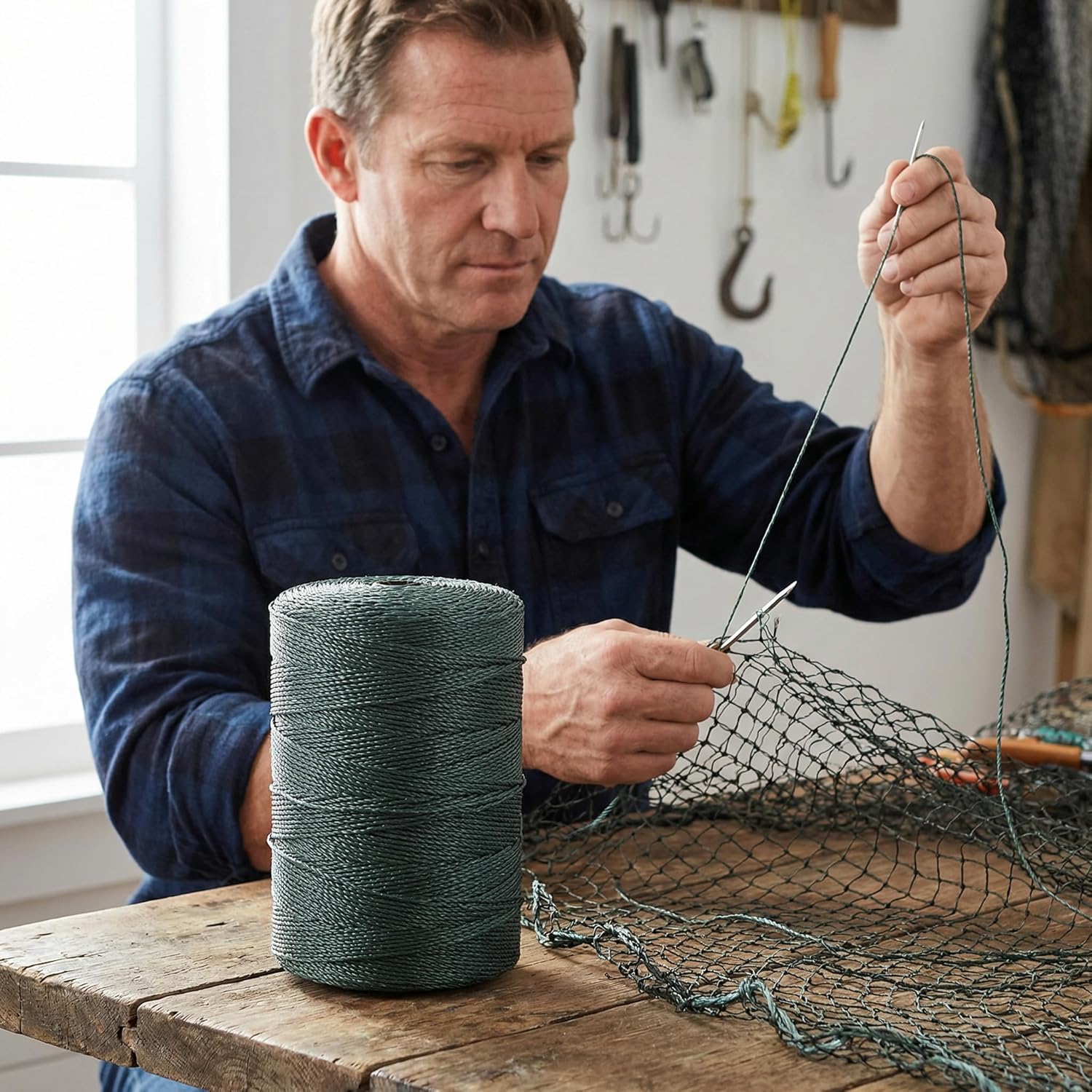 Skiennix Fishing Net Repair Line - Durable Braided Nylon Twine for Multi-Use | 1 Roll