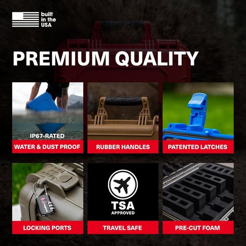 Condition 1 18" Pistol Case - Heavy Duty Waterproof Hard Gun Case with 5 Slot Foam | TSA Friendly, Made in USA