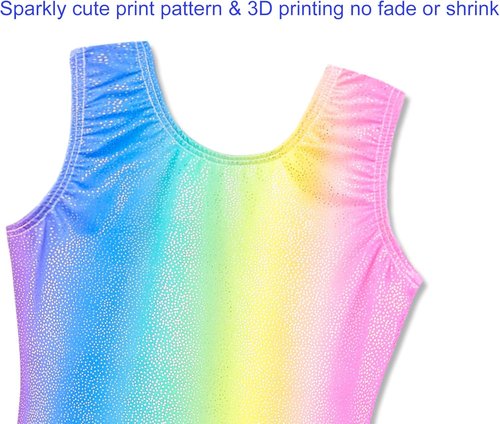 Domusgo Gymnastics Leotards for Girls - Sparkly One-Piece Pro Unitard with Shorts | Size Options Available