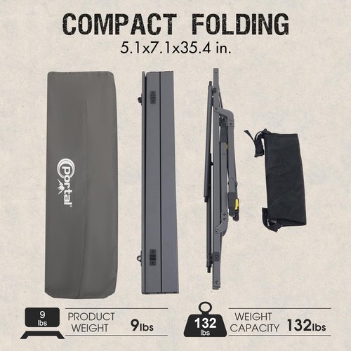 PORTAL Outdoor Folding Portable Picnic Camping Table with Adjustable Height Aluminum Roll Up Table Top Mesh Layer, Dark Gray