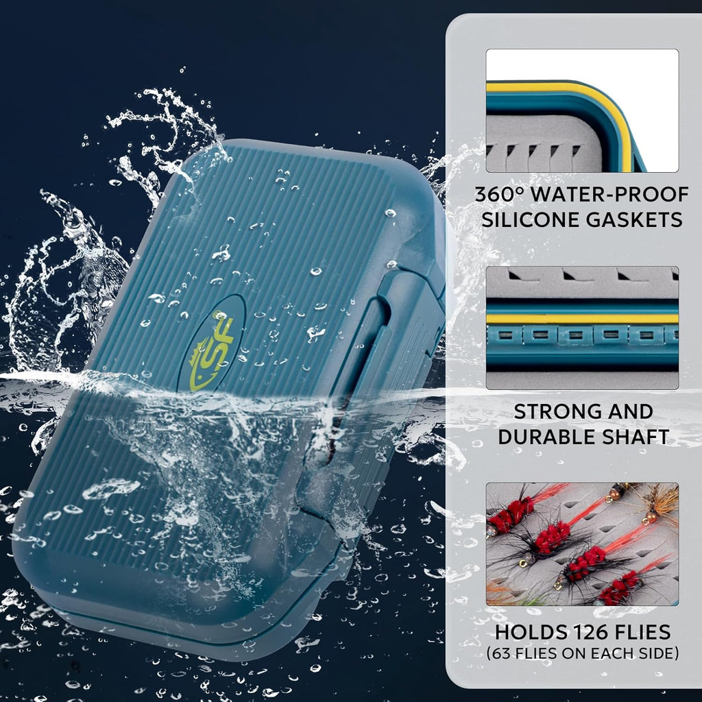 SF Fly Fishing Box - Small Waterproof Double-Sided Tackle Storage | Floatable Ice Fishing Jig Head