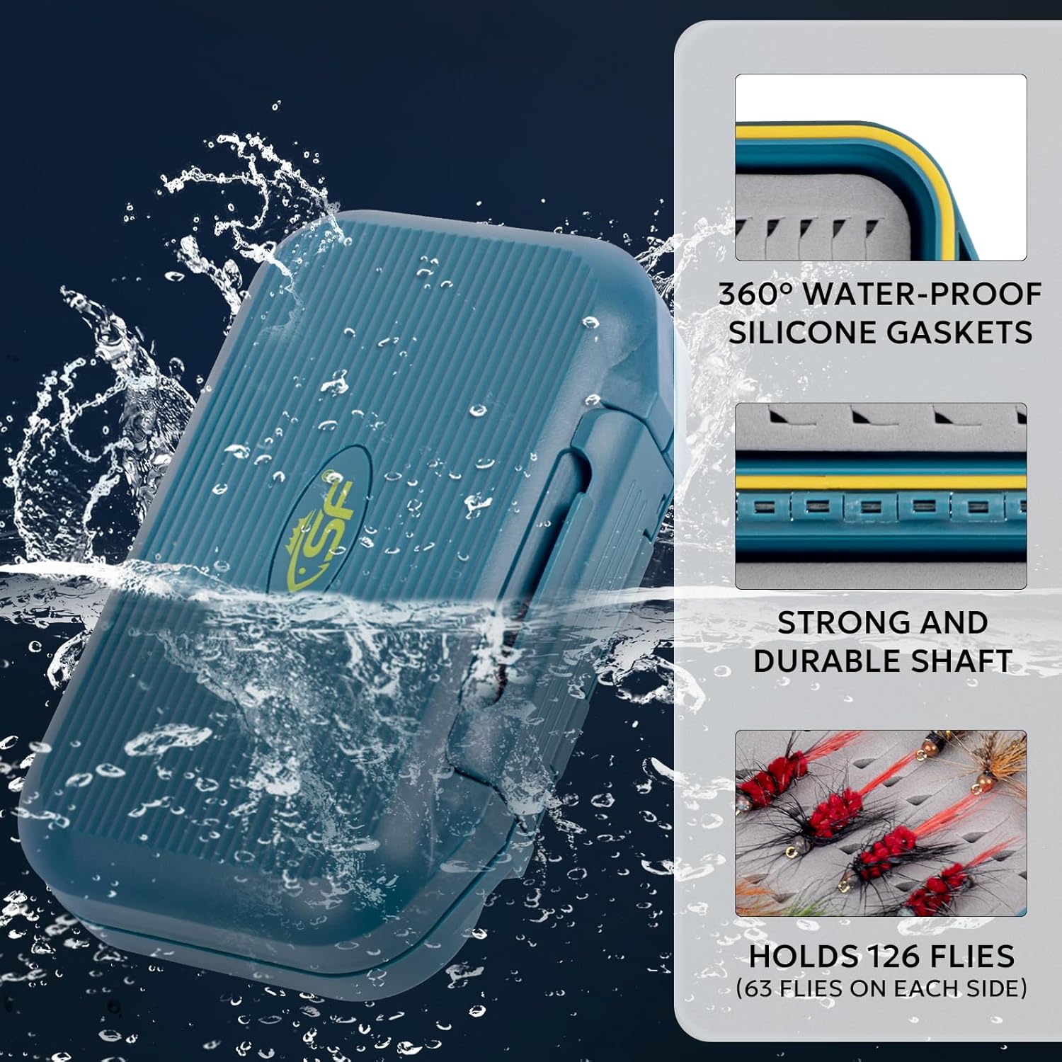 SF Fly Fishing Box - Small Waterproof Double-Sided Tackle Storage | Floatable Ice Fishing Jig Head