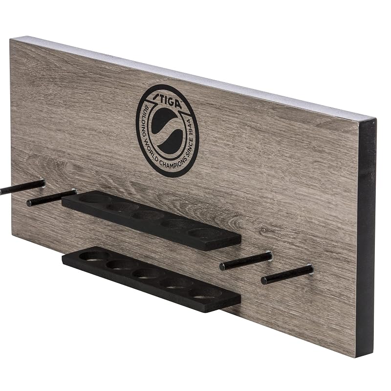 STIGA Ping Pong Wall Rack Storage – Holds 6 Paddles & 10 Balls, Brown