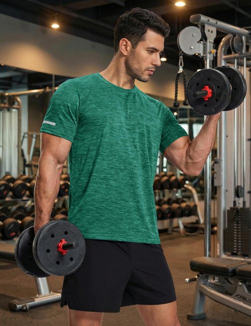 MAGCOMSEN Men's Athletic Workout Shirt - Quick Dry Moisture-Wicking Crewneck Tee for Gym & Running