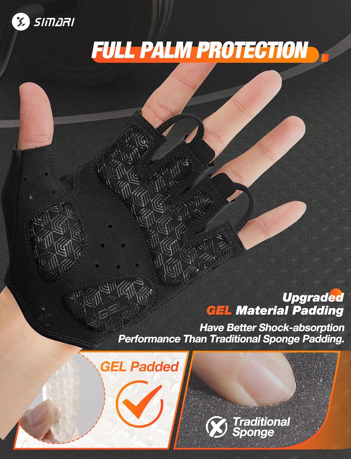 SIMARI Cycling Gloves - Breathable Gel Pads for Men & Women | Comfortable Grip for Gym, Biking & Weight Lifting - Sizes XS to XL