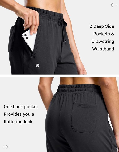 G Gradual Women's Cotton Joggers - Tall Sweatpants with Zipper Pockets | Yoga & Lounge Pants (30"/32"/34" Inseam)