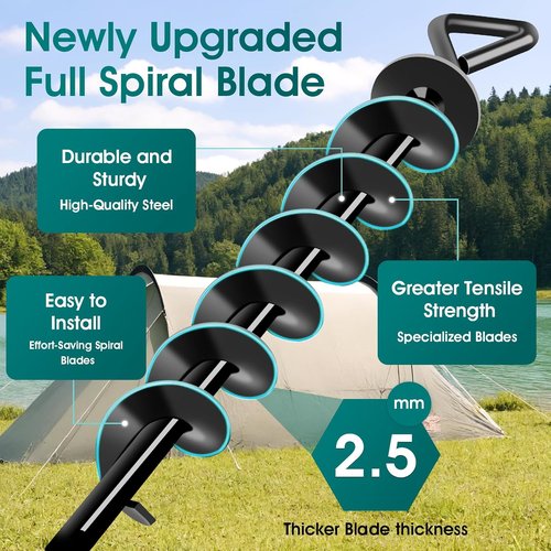 Ground Anchors | Heavy-Duty Screw-In Stakes for Trampolines, Tents, and Canopies - High Wind Resistance