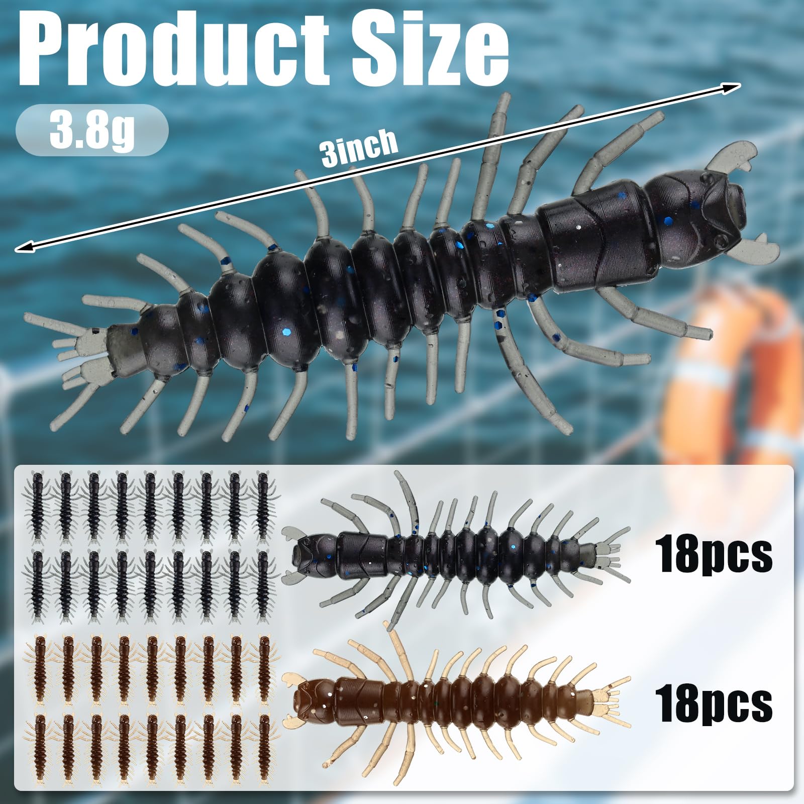 Relaxgiant 36 Pcs Hellgrammite Fishing Lures 3 Inch Soft Plastic Hellgrammite Fly Realistic Fishing Bait Artificial for Freshwater(Black, Brown)