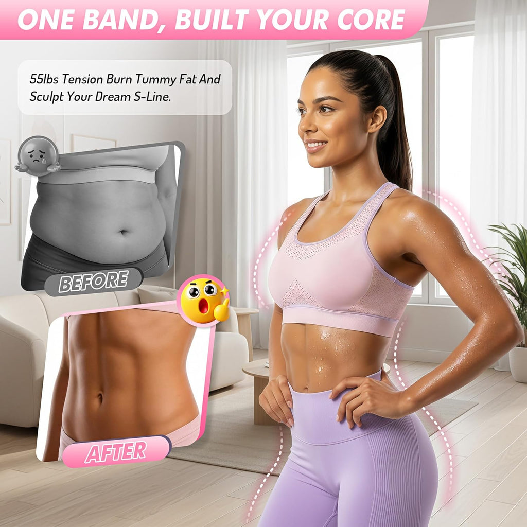 Pedal Resistance Band with Handle - Upgraded 55LBS Exercise Bands for Core, Abs, Legs, and Arms