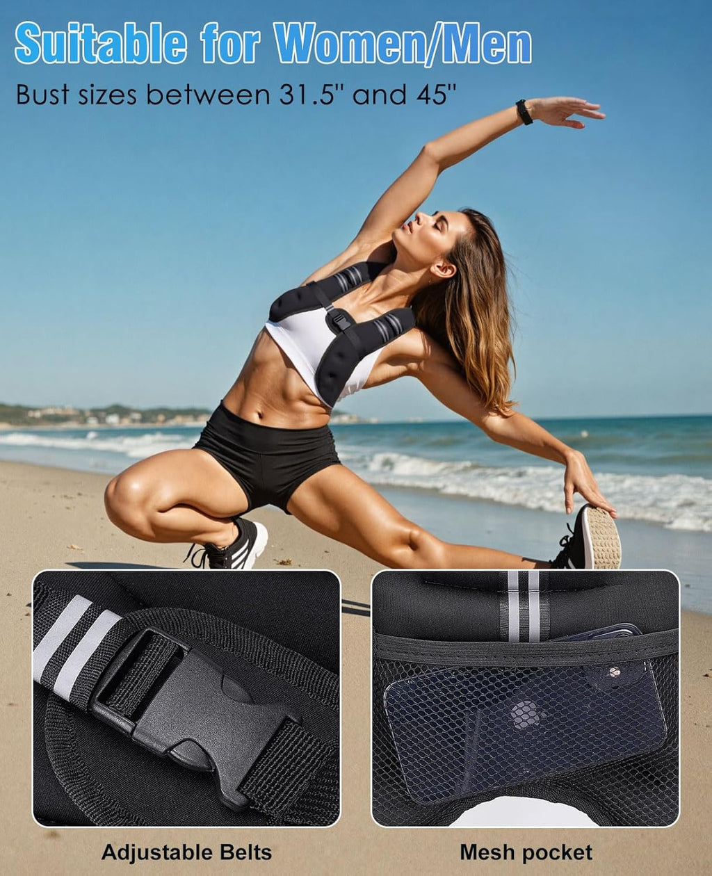 Skiennix Weighted Vest - 12lbs Adjustable Running Vest with Reflective Stripe for Comfortable Workouts