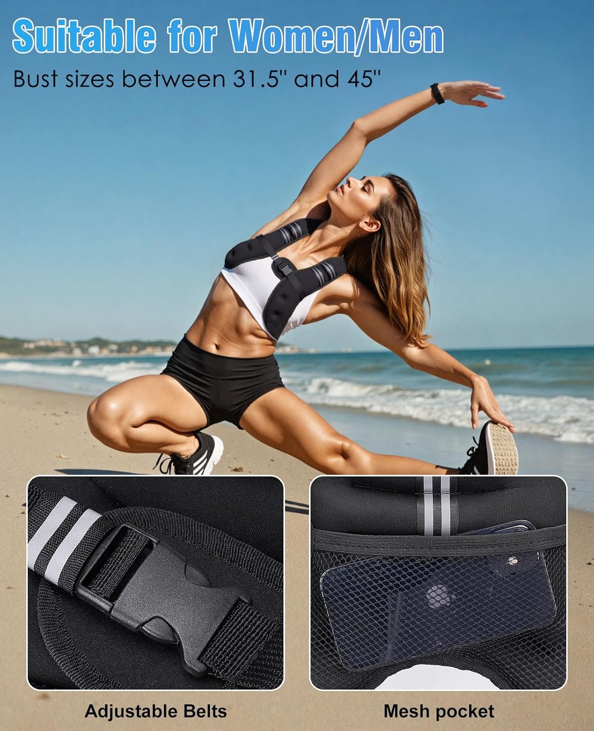 Skiennix Weighted Vest - 12lbs Adjustable Running Vest with Reflective Stripe for Comfortable Workouts