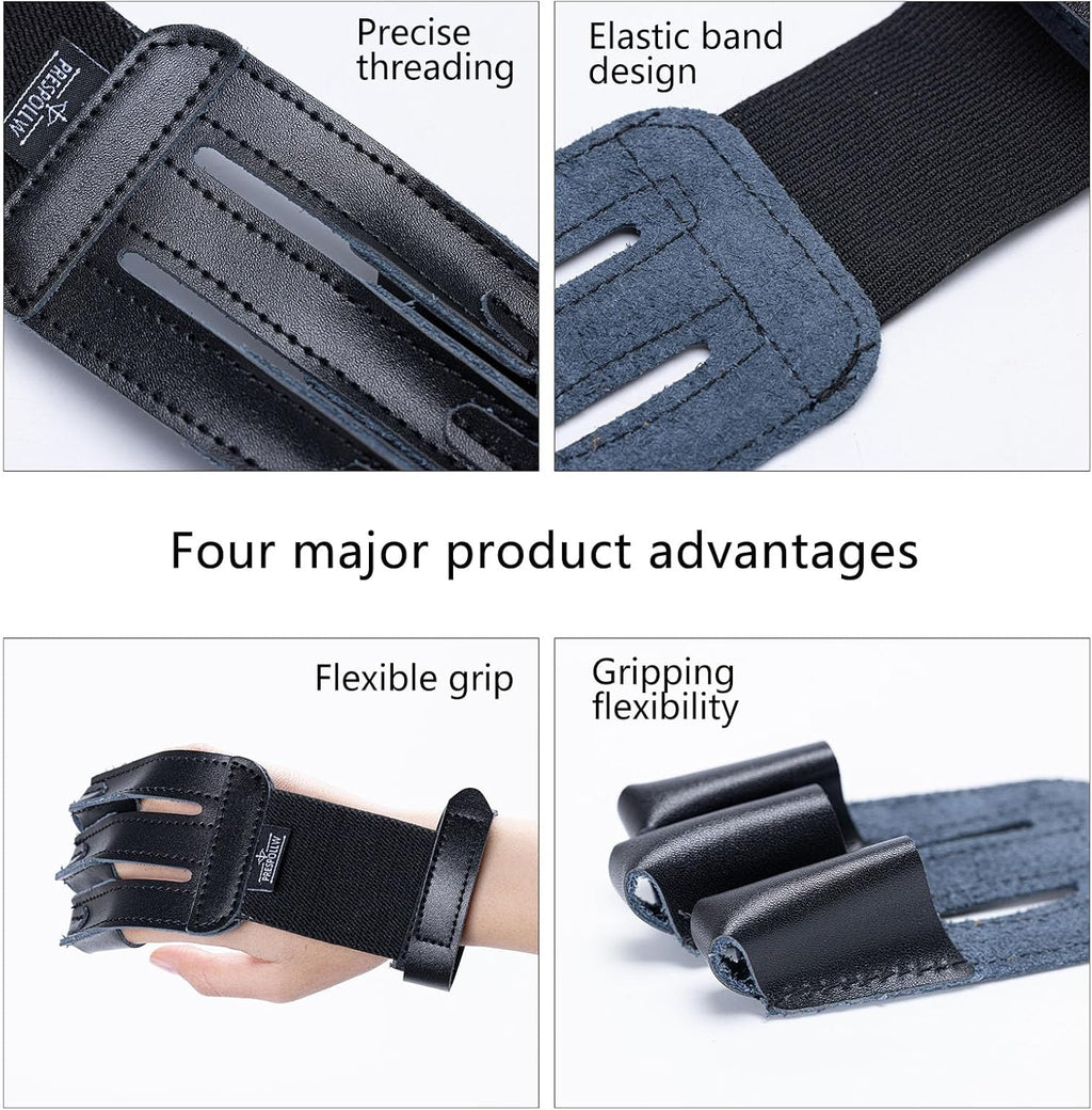 Skiennix 3-Finger Archery Glove - Durable Leather Finger Protector for Bow Hunting | Adjustable & Breathable Design