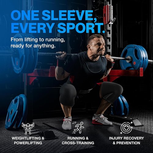 Modvel 7mm Neoprene Knee Sleeves - Compression Support for Weightlifting & Powerlifting | Medium Black (Pair)