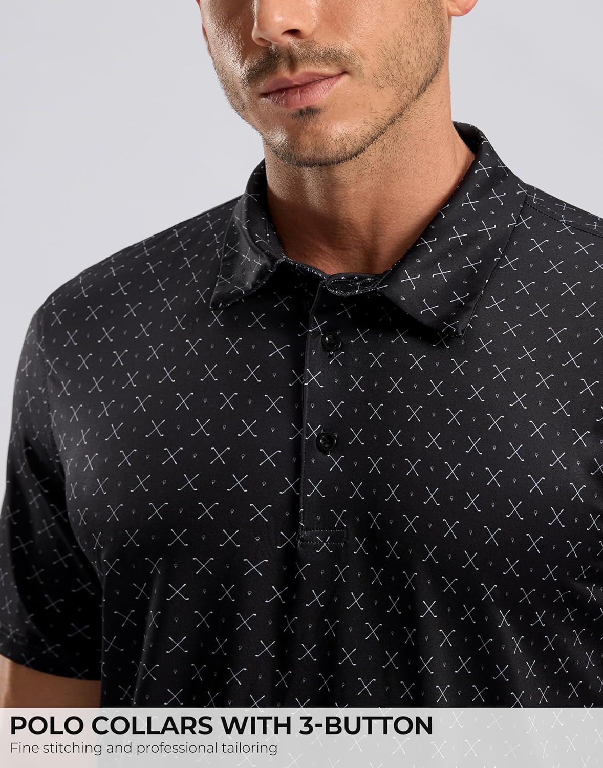 Skiennix Men's Golf Shirt - Short Sleeve Moisture-Wicking Polo | Lightweight Casual Print Design