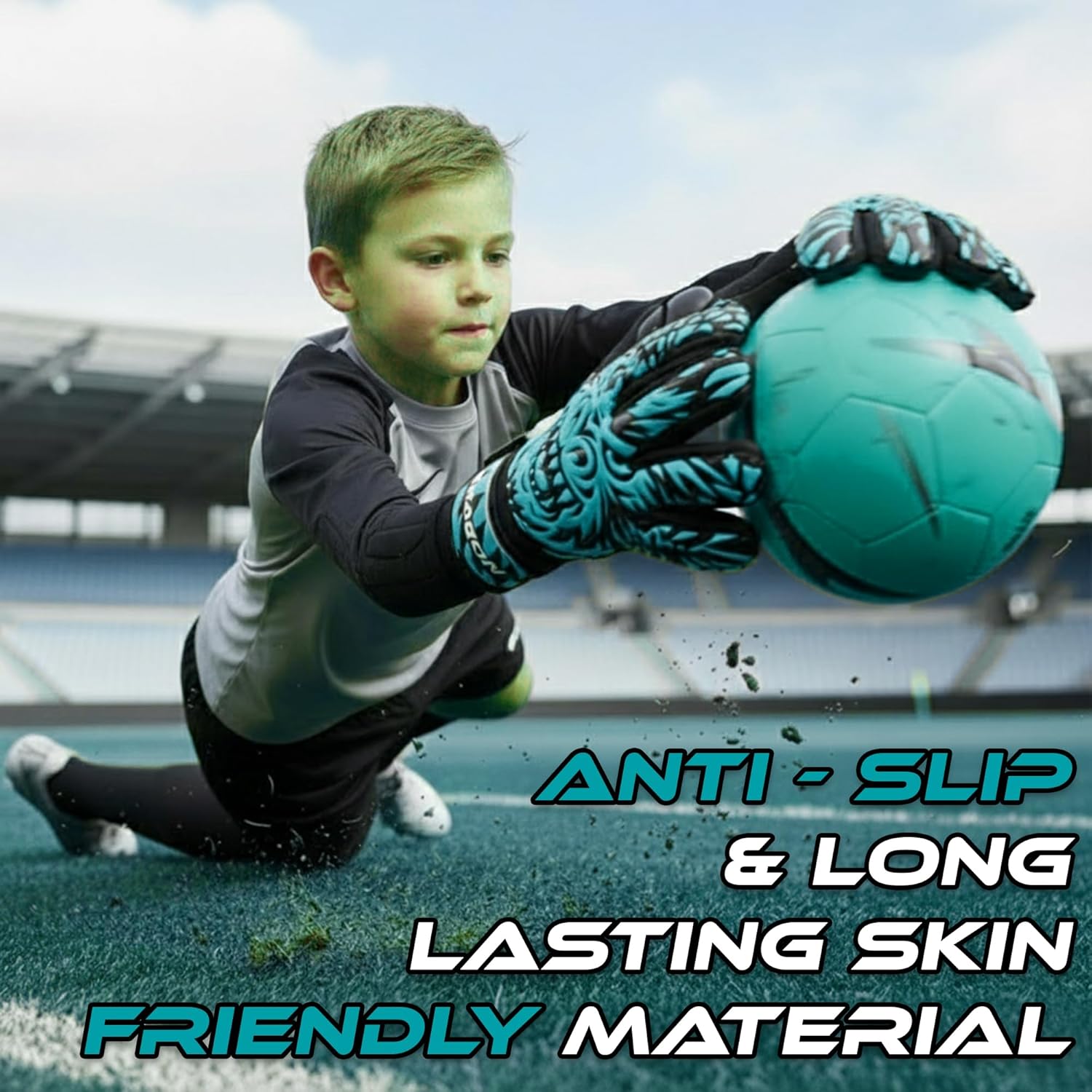 Skiennix Kids Soccer Goalie Gloves - Durable Youth Goalkeeper Gloves with Strong Grip & Comfort
