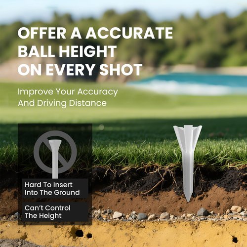 GKandi Golf Tees 5 Prong Design Plastic Short Golf Tees 1 1/2 Inch Bulk for Women Men Ladies Clubs Golf Balls 50/100/200 Count White Blue (White, 200pcs)
