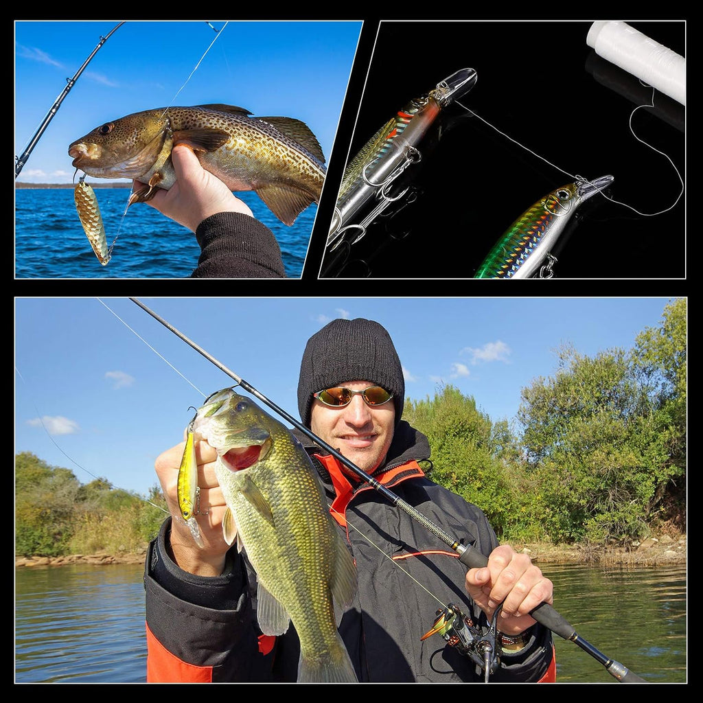 Skylety Fishing Line - Invisible Nylon Elastic Bait Thread, 0.2mm, 656 Feet, Clear Storage Case