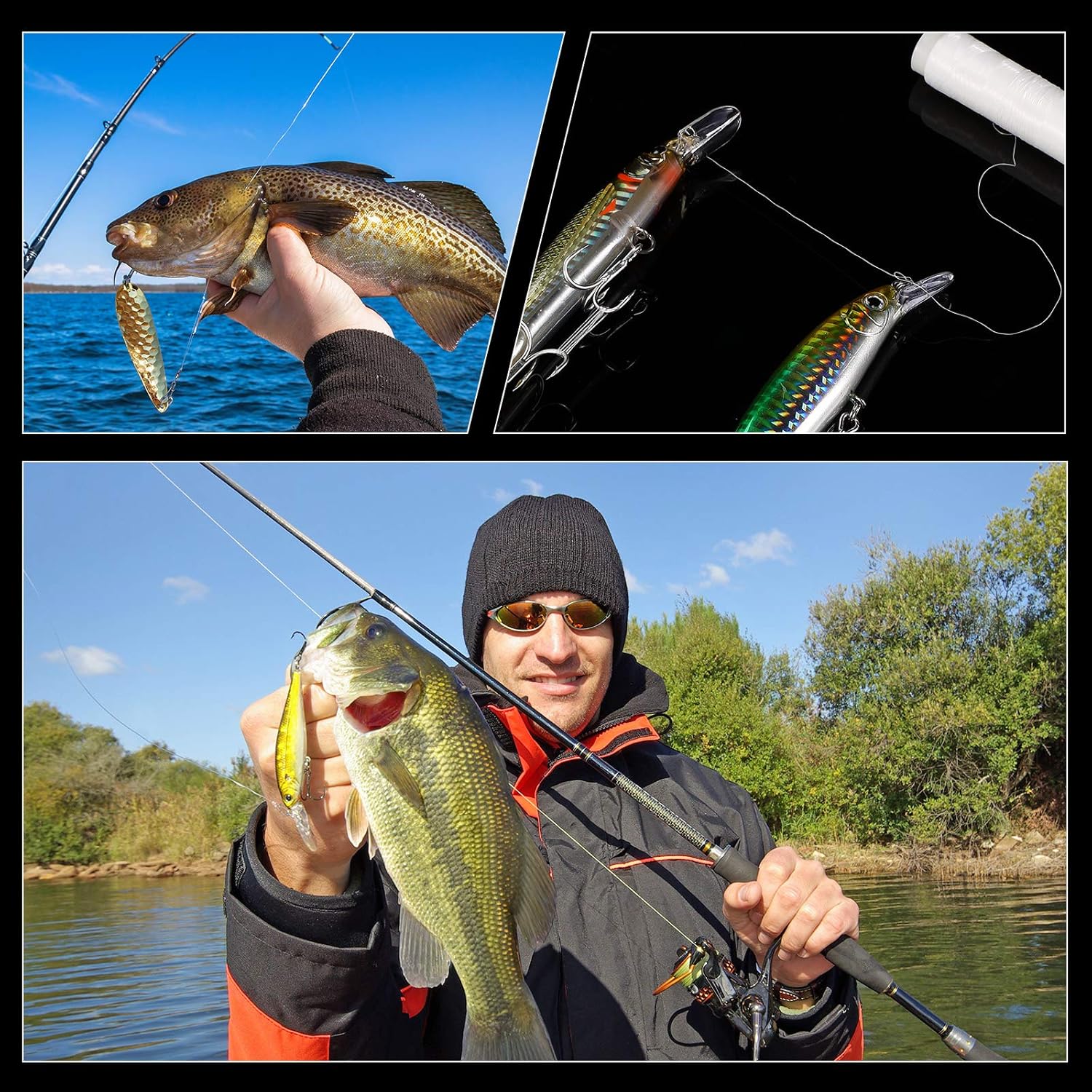 Skylety Fishing Line - Invisible Nylon Elastic Bait Thread, 0.2mm, 656 Feet, Clear Storage Case
