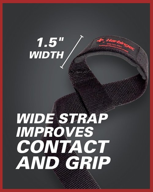 Harbinger Padded Cotton Lift Straps - Soft Neotek Wrist Pads for Ultimate Support - 21.5" Length, 1.5" Width