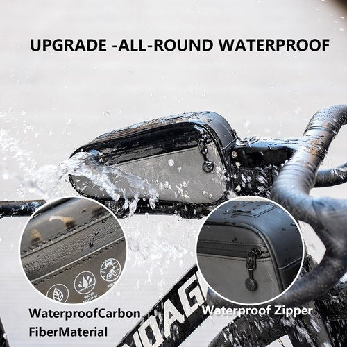 OFFBONDAGE Bike Frame Triangle Bag, 1.2L Water-Resistant Top Tube Bag with Dual Side Pockets, Reflective Cycling Storage Pouch, Multi-Angle Mount for Road, MTB, and Ebike Accessories