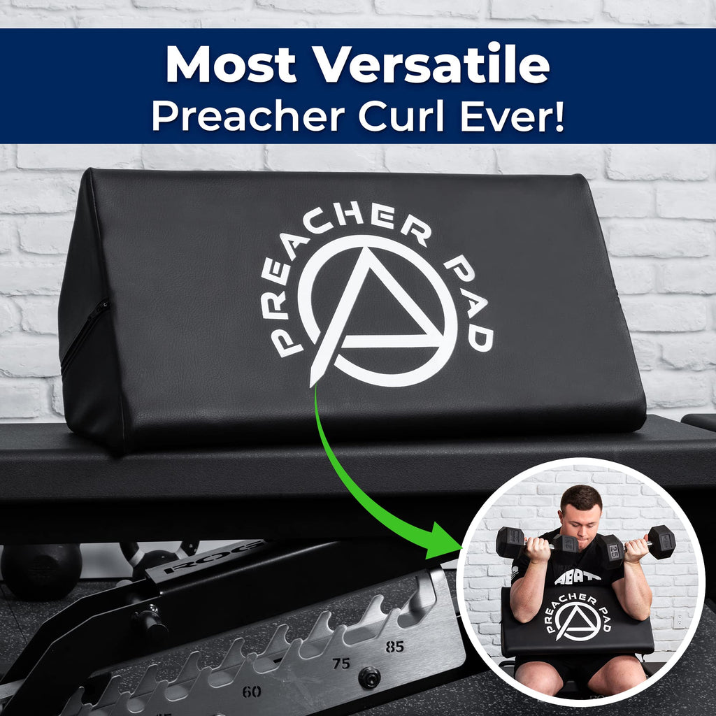 Preacher Pad by ABMAT- Portable Preacher Curl Bench, Barbell & Dumbbell Biceps Triceps Isolator, Seated Arm Isolated Barbell Dumbbell Biceps Station Home Gym