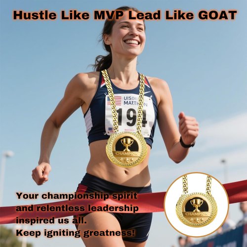 Greatest of All Time Turnover Chain - 6" Gold Medal Trophy Necklace for Sports Achievements