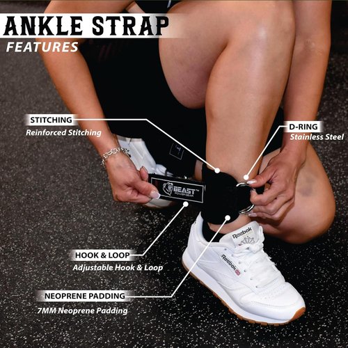 Beastpowergear Padded Ankle Strap - Adjustable for Cable Machines | Ideal for Glutes, Abs & Leg Workouts