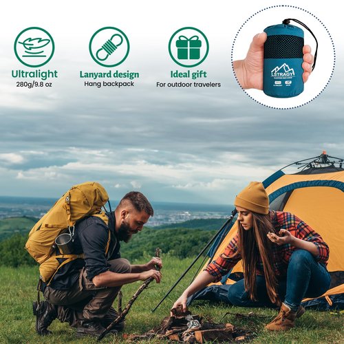 Ultralight Sleeping Bag Liner, 9.8oz Satin Sleep Sack, Comfy Breathable & Cooling & Silky Soft liner, Travel Sheets & Adult Sleep Sack with 2 Way Zipper, Ideal for Backpacking, Hotel, Camping, Hostels