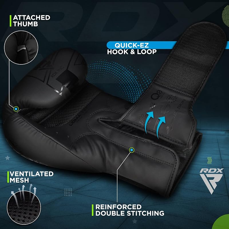 RDX Kids Boxing Gloves - Maya Hide Leather, Kara Patent, 6oz, BLACK+6OZ Variation