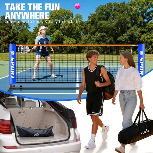 Pickleball Net for Driveway, Portable Pickleball Net Set with Paddles, Water Bags,Portable Outdoor Pickleballs, Mini Pickleball Net, Carry Bag,10FT PickleBalls Net Weather Resistant Steady Metal Frame