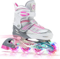 2PM SPORTS Cytia Pink Inline Skates - Adjustable, Light-Up Wheels for Fun Beginner Roller Skating