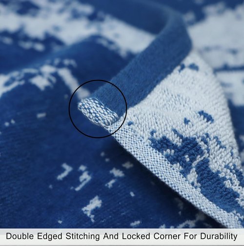 COTTON CRAFT Hooded Beach Towel - Oversized XXL 35x84 Soft Cotton Velour - Waves Blue for Adults