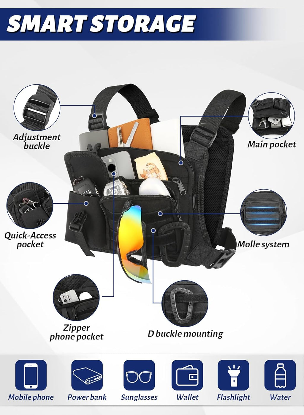 Skiennix Chest Bag - Lightweight Utility Running Pack with Phone Holder for Sports | Unisex Design