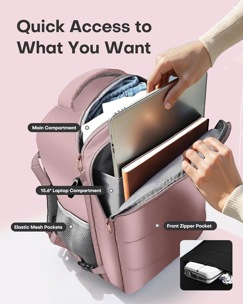 Laptop & Travel Essentials | Pink 12.8"x8.3"x18.5