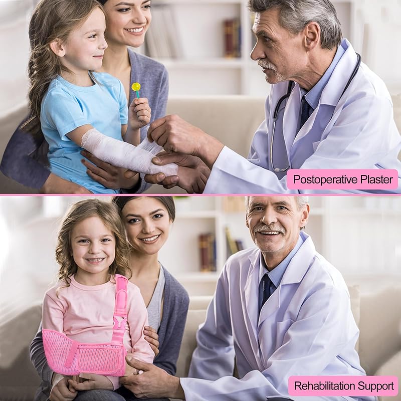 Kids Arm Sling Mesh Medical Sling with Adjustable Shoulder Pad - Breathable Pediatric Arm Support (Pink XX-Small)
