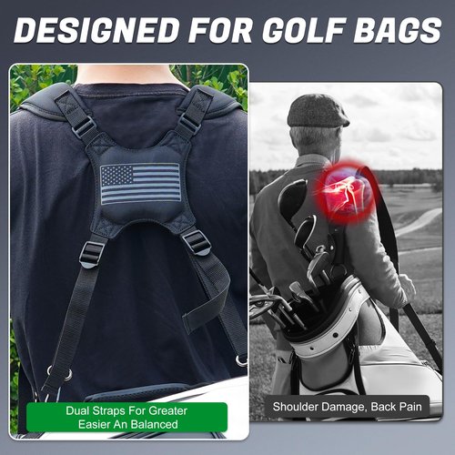 LZFAN Golf Bag Straps,Universal Replacement Double Shoulder Shoulder Straps,PU Leather Golf Bag Carry Strap (Double Shoulder Straps(Sailcloth))