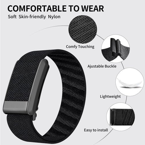 BLAYKE Replacement Bands for Whoop 4.0 - Nylon Knit Watch Strap Wristband with Titanium Buckle, Comfortable and Durable Fitness & Activity Tracker Accessories (Black)
