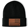 Golf Gifts for Dad Men American Flag Leather Golfer Lovers Kint Beanie Hat Gear from Son Daughter Christmas Stocking Stuffers Birthday Retirement Gifts Funny Ideas Accessories Black