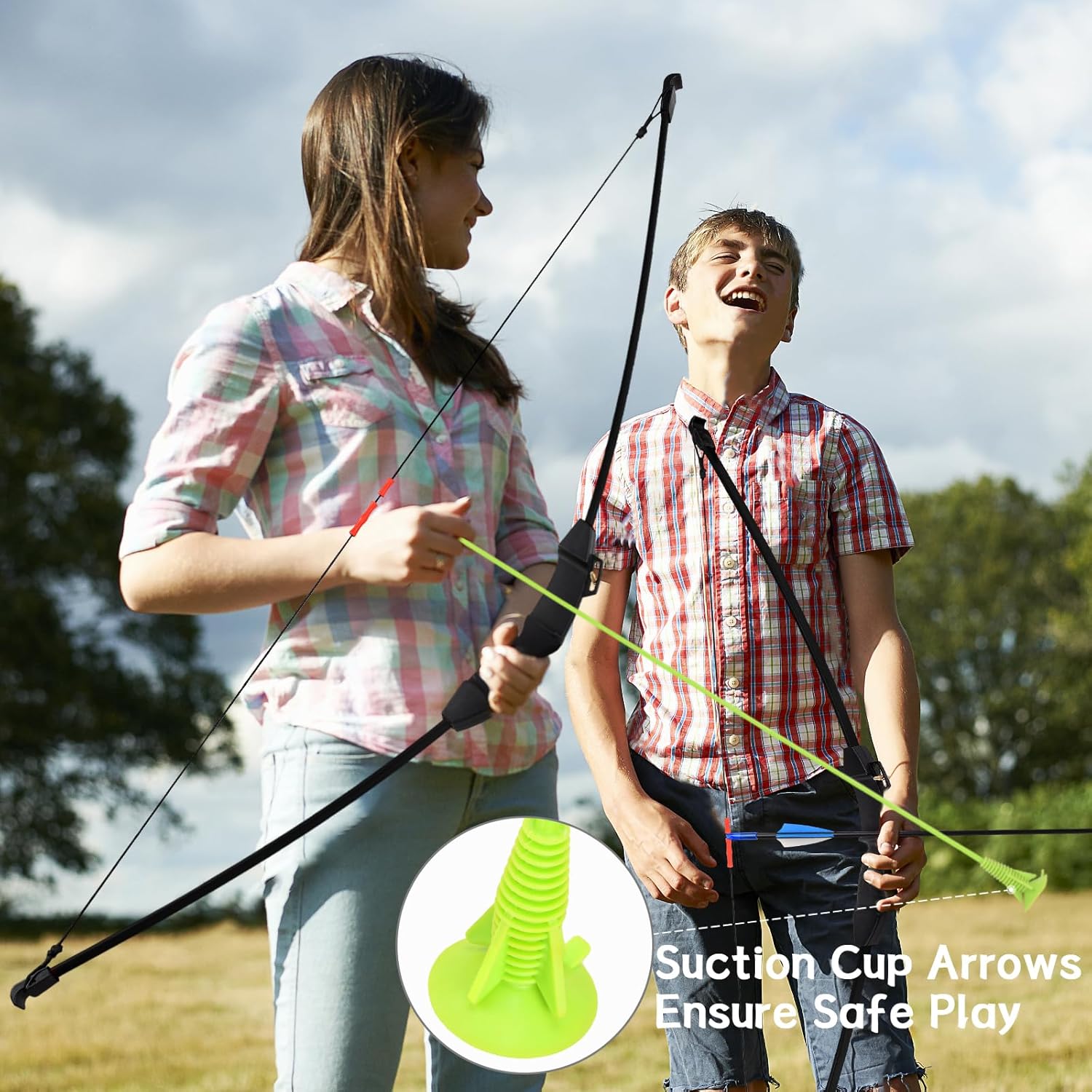 Skiennix Kids Bow and Arrow Set - 45" Longbow Archery Kit for Ages 8-14 | Perfect Gift for Beginner Archers