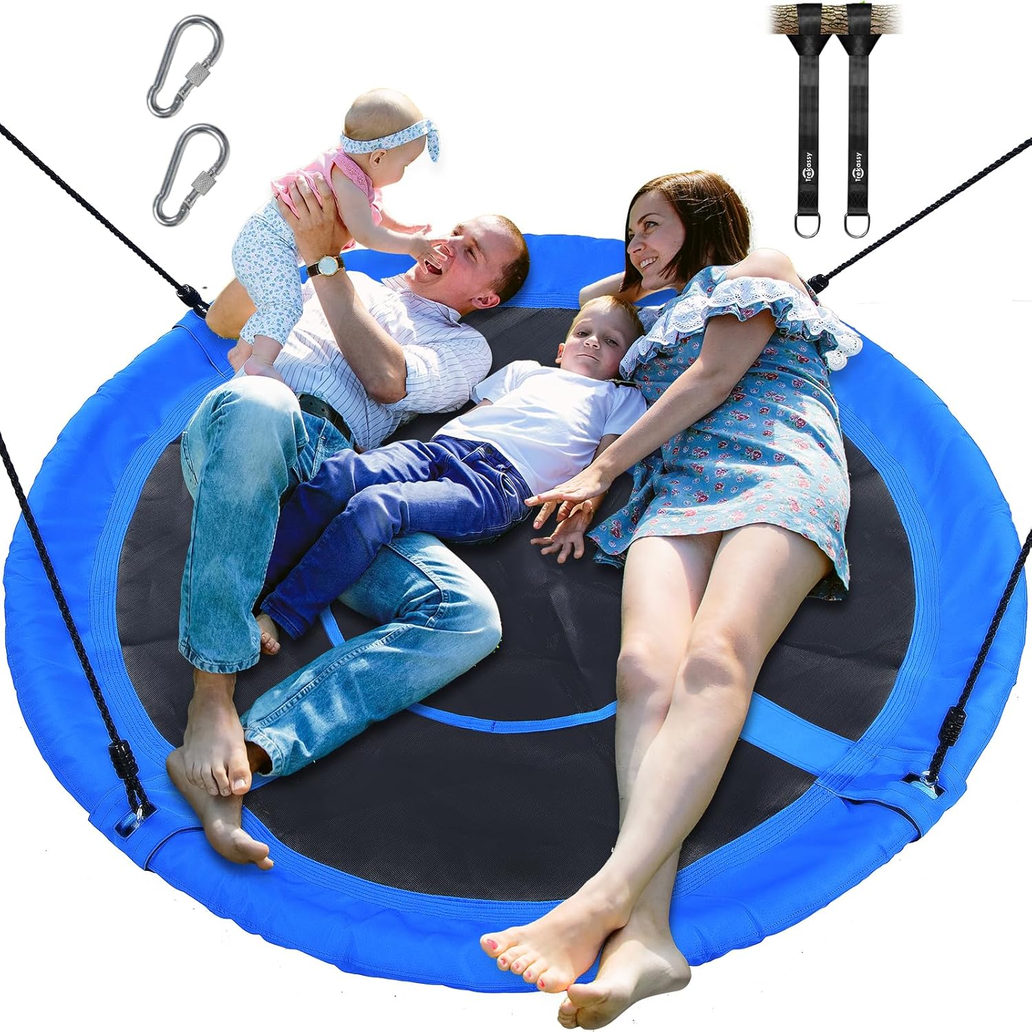 Trekassy 60" Large Saucer Tree Swing - Waterproof 900D Oxford Fabric with 2 Hanging Straps