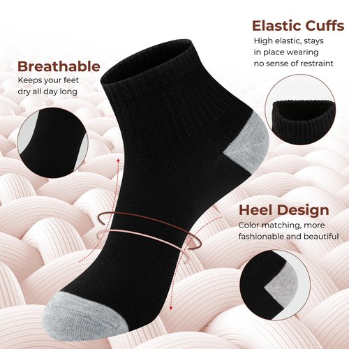 BOSSUN 20 Pairs Women's Ankle Socks Lightweight Breathable Athletic Running Quarter Socks Bulk Pack for Daily Wear