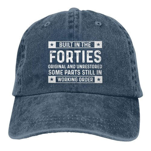 Built in Forties Hat Baseball Hats 40th Birthday Gifts for Men,40th Birthday Decorations for Men Navy Blue