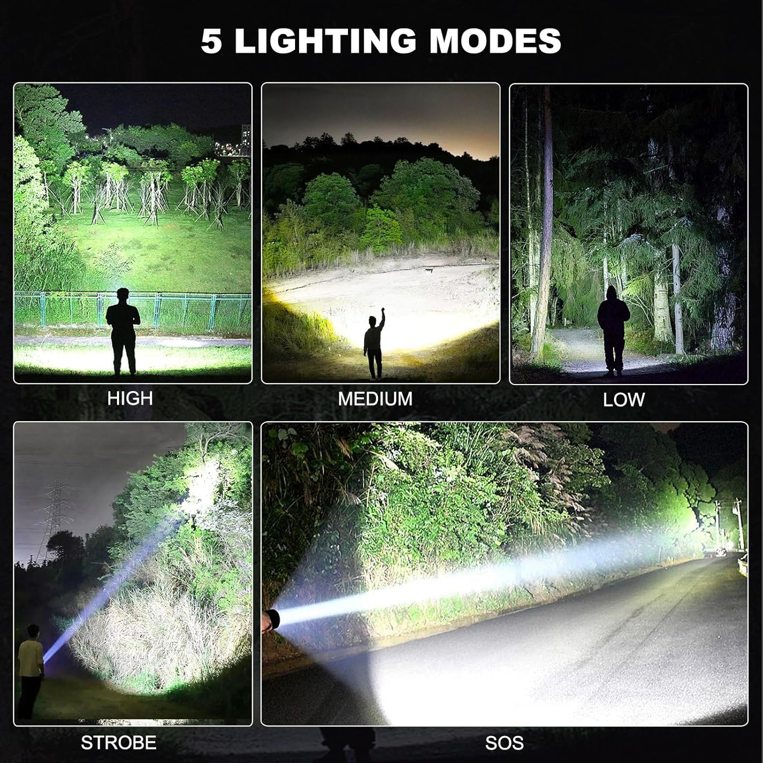 Skiennix 4 Pack Rechargeable LED Flashlights - 90,000LM Super Bright, Waterproof, USB & 5 Modes