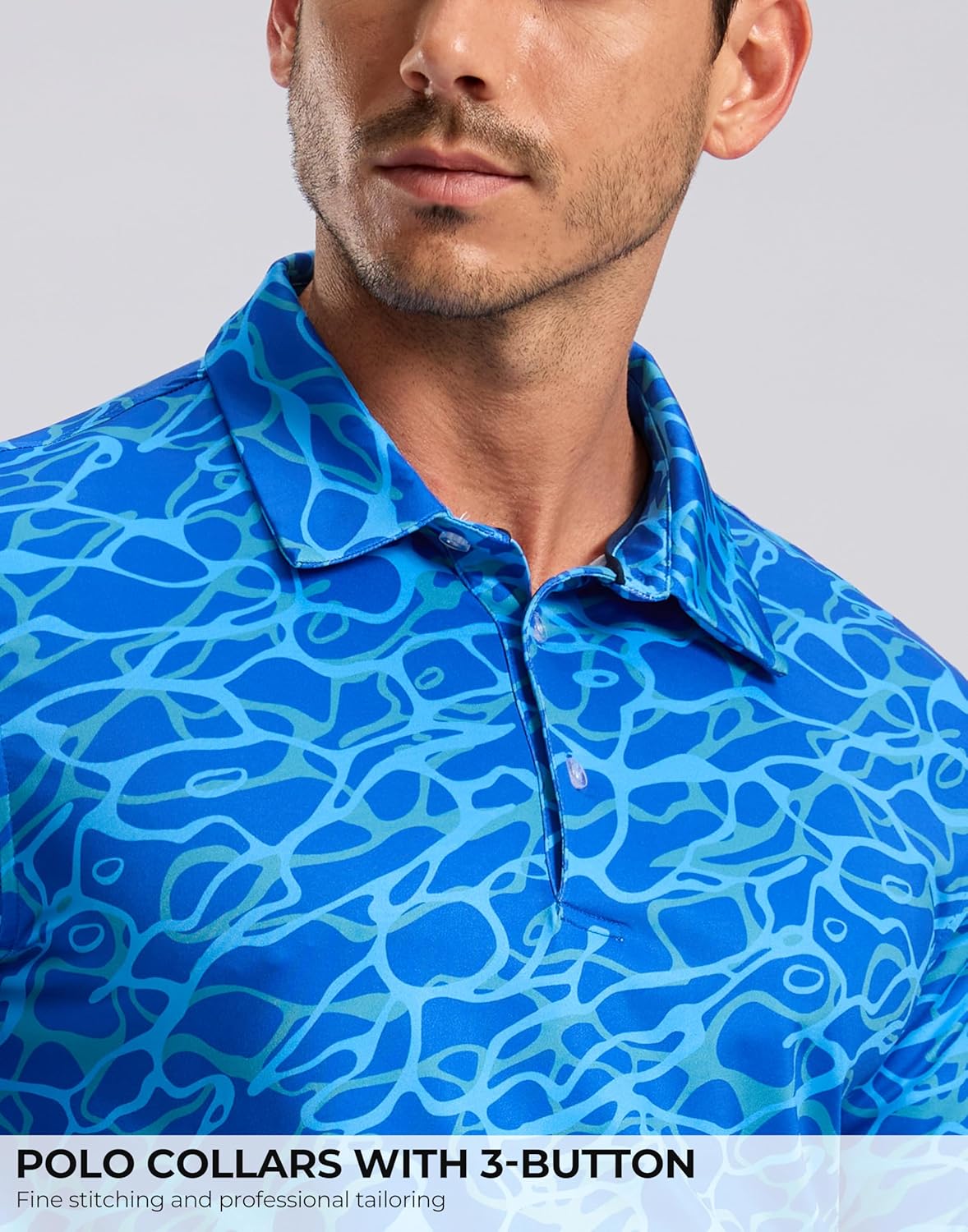 Skiennix Men's Golf Shirt - Short Sleeve Dry Fit Polo with Moisture-Wicking Print | Casual Lightweight Design